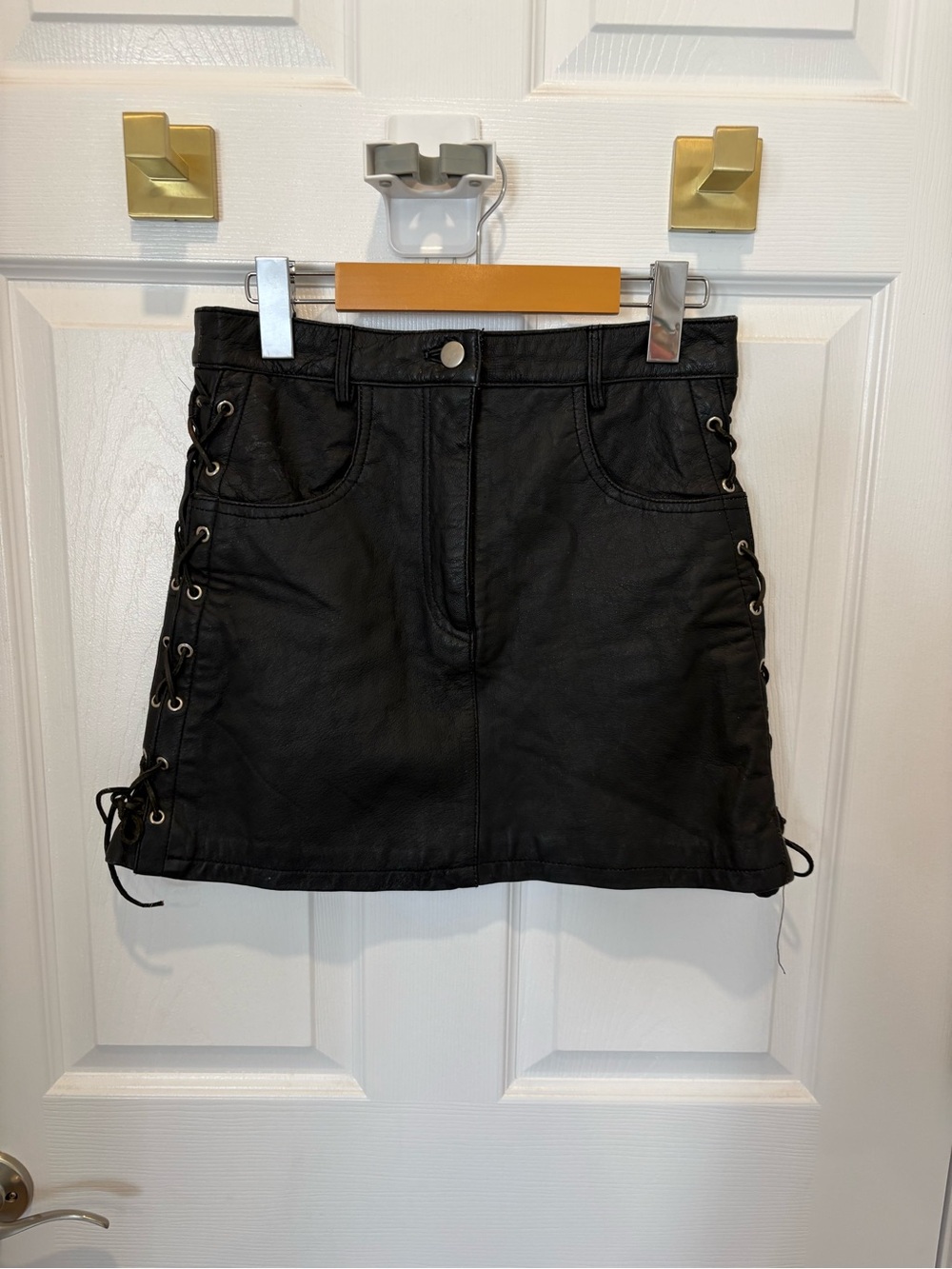 Black Lace-Up Mini Skirt with Side Grommets